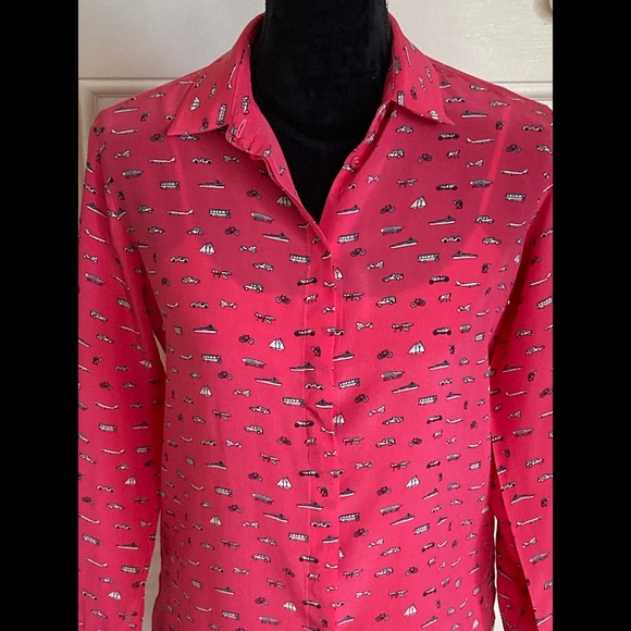 Weekend Max Mara Silk Graphic Print Pink Blouse - Picture 9 of 9